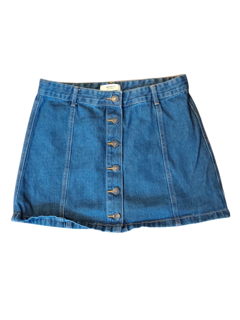 Forever 21 Blue Denim Button-Front Mini Skirt